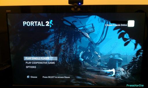 Portal 2 - Первые 8 минут геймплея и Steam меню PS3